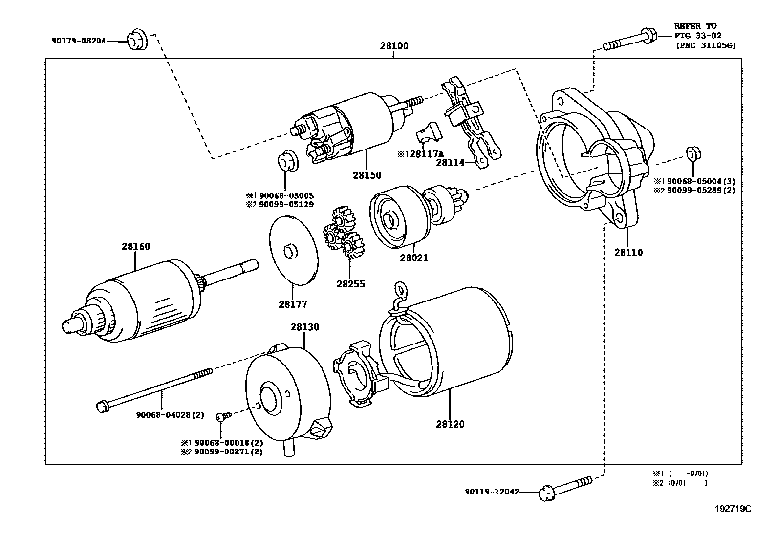 Toyota COROLLA 起动机 EPC diagram — 192719C