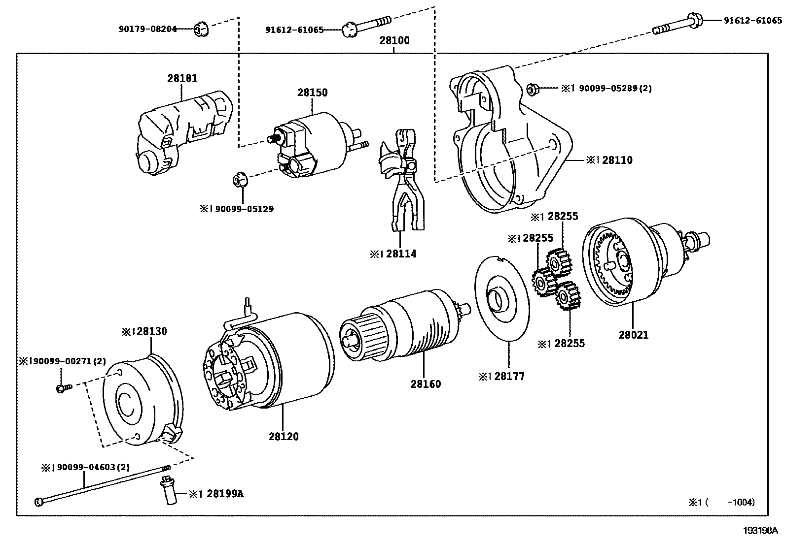 Toyota COROLLA 起动机 EPC diagram — 193198A