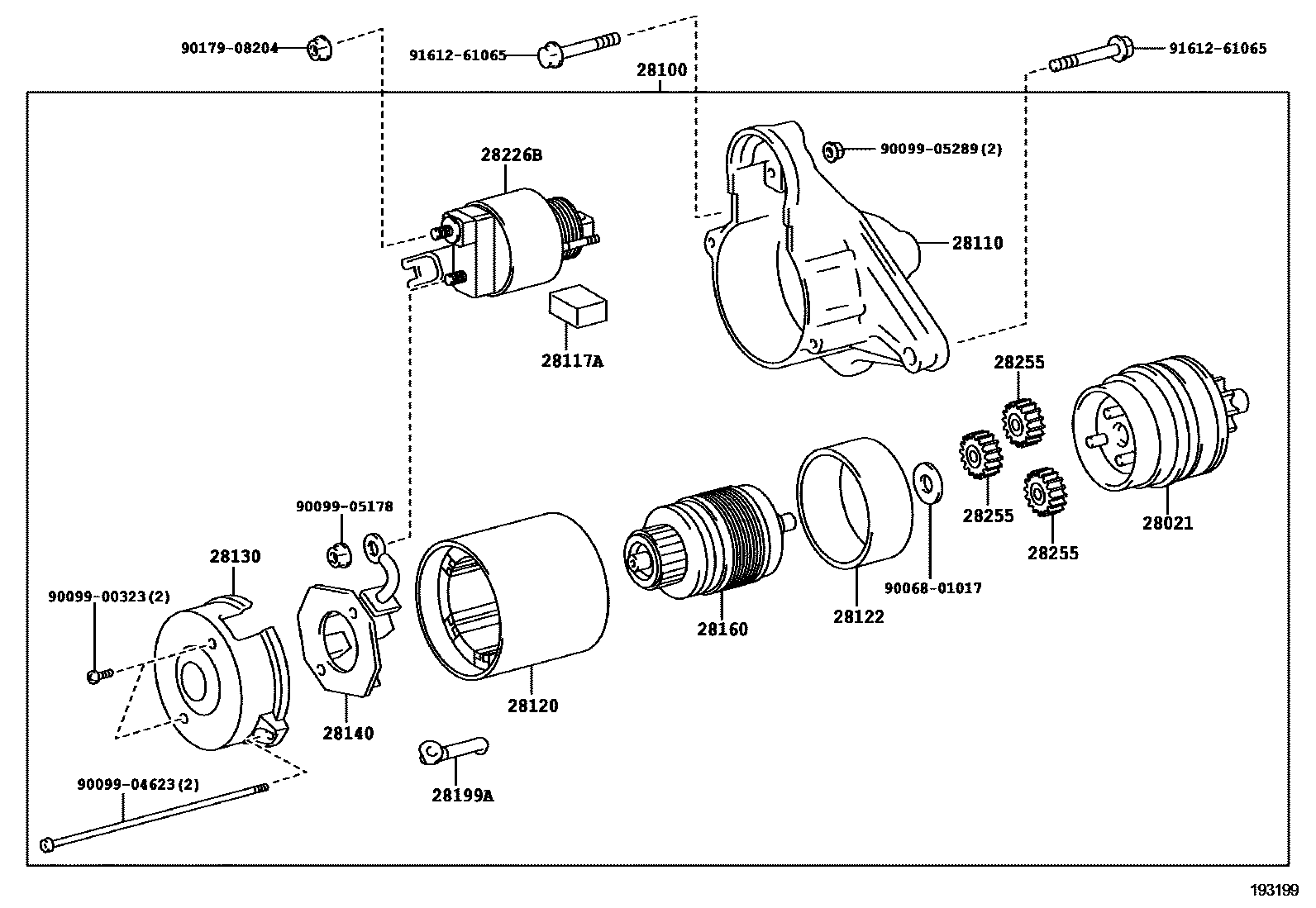 Toyota COROLLA 起动机 EPC diagram — 193199