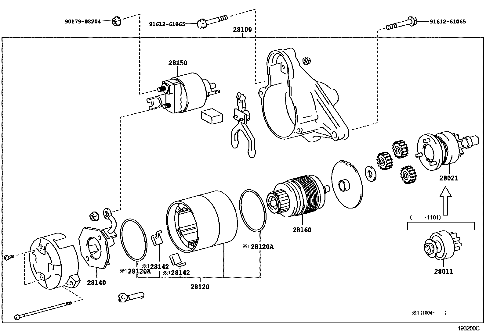 Toyota COROLLA 起动机 EPC diagram — 193200C