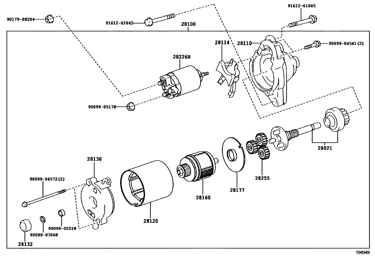 Toyota COROLLA 起动机 EPC diagram — 194049
