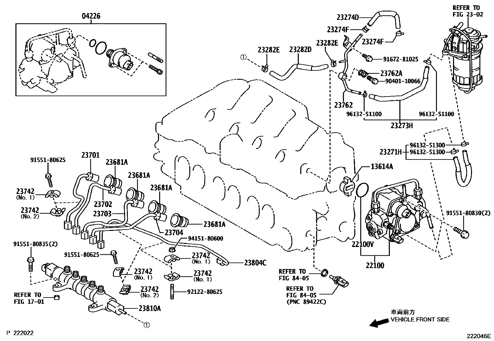 Toyota COROLLA 喷油泵总成 EPC diagram — 222046E
