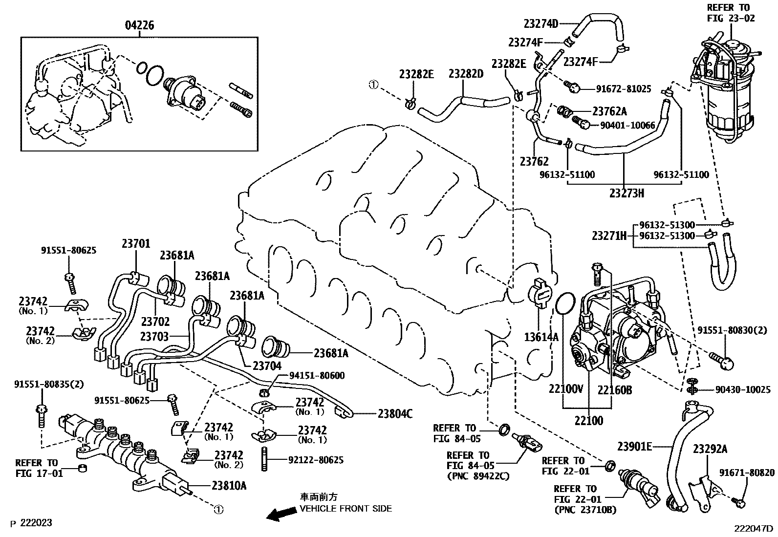 Toyota COROLLA 喷油泵总成 EPC diagram — 222047D