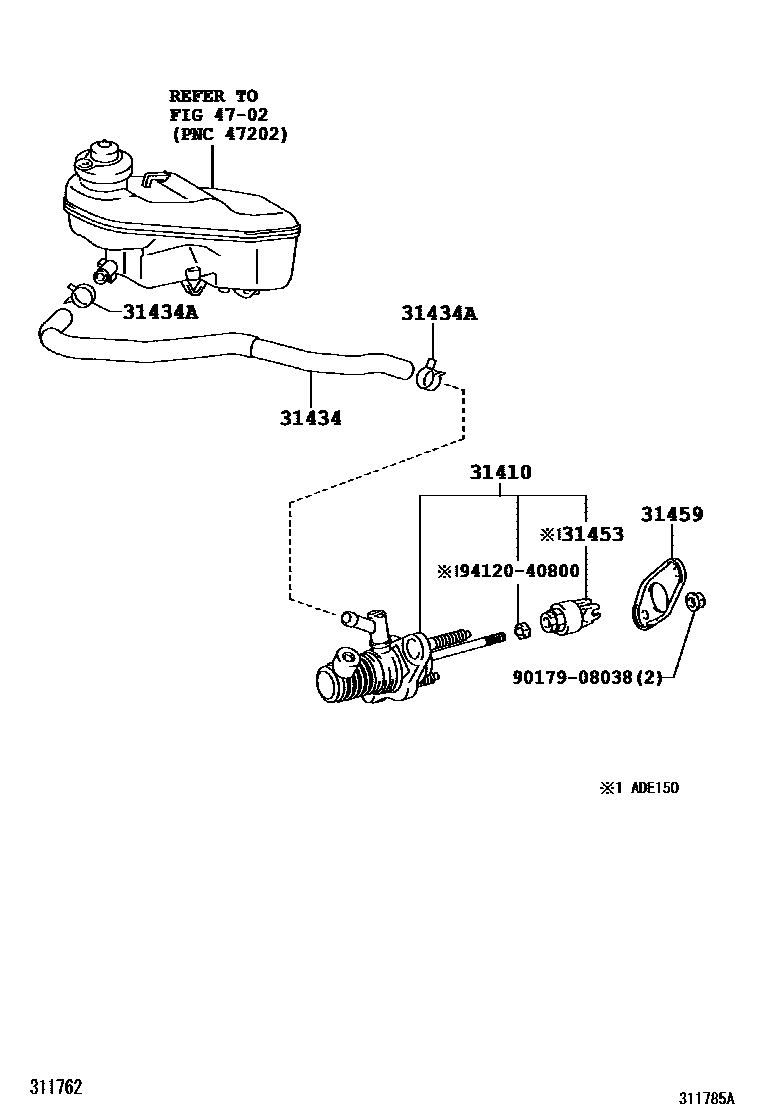 Toyota COROLLA 离合器总泵 EPC diagram — 311785B