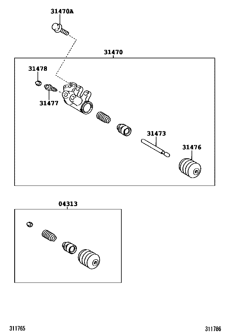 Toyota COROLLA 离合器分离缸 EPC diagram — 311786