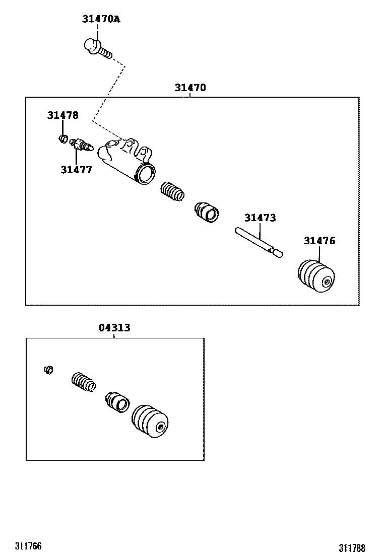 Toyota COROLLA 离合器分离缸 EPC diagram — 311788