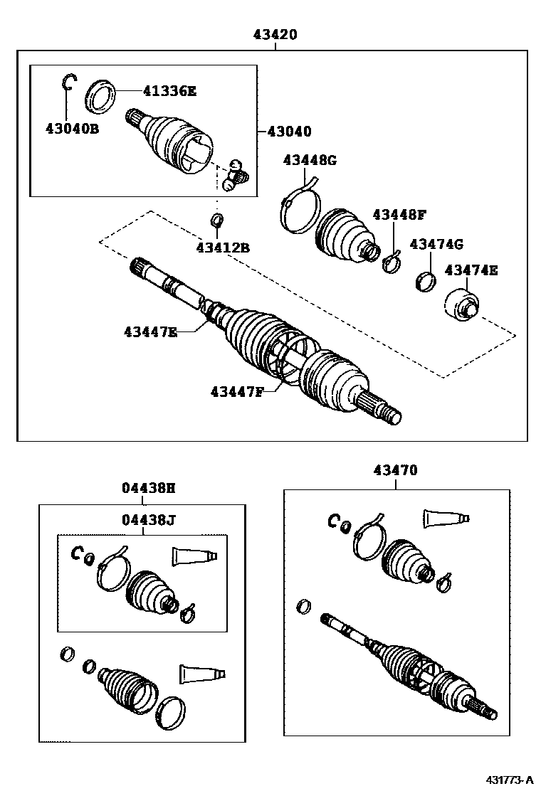 Toyota COROLLA Front Drive Shaft EPC diagram — 431773A