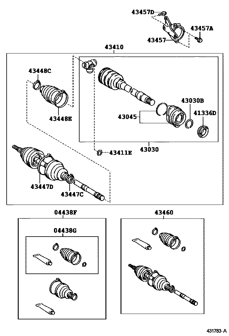 Toyota COROLLA Front Drive Shaft EPC diagram — 431783A