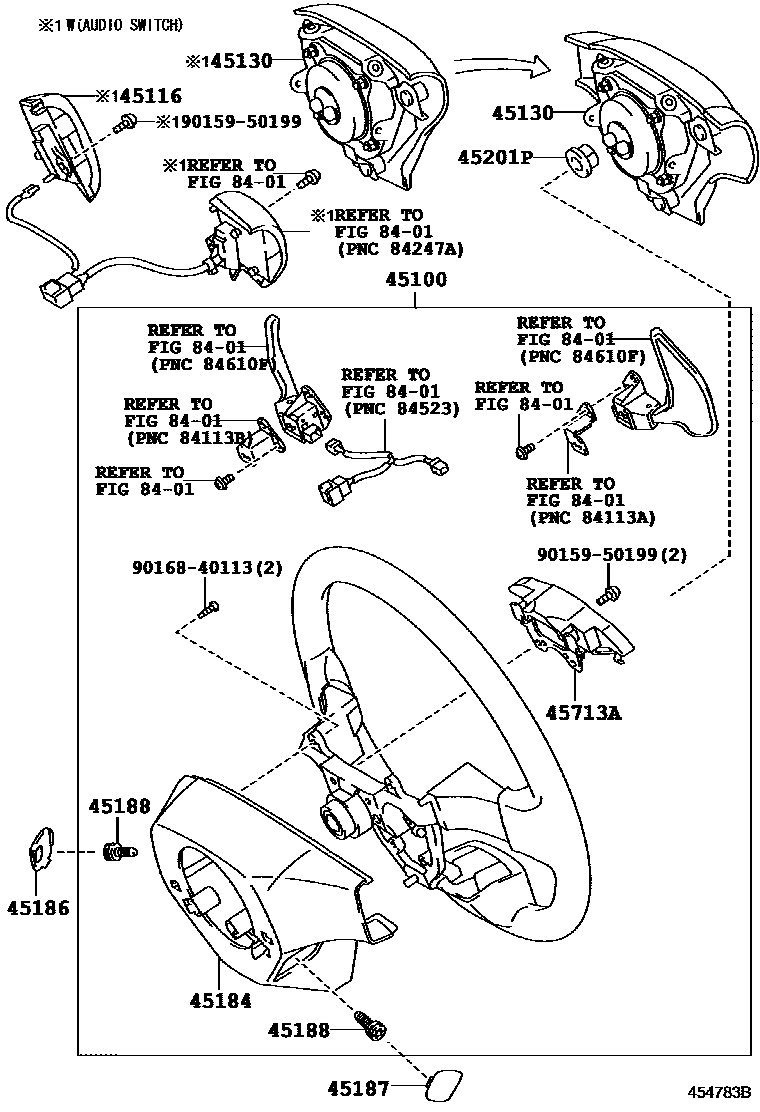 Toyota COROLLA Steering Wheel EPC diagram — 454783B