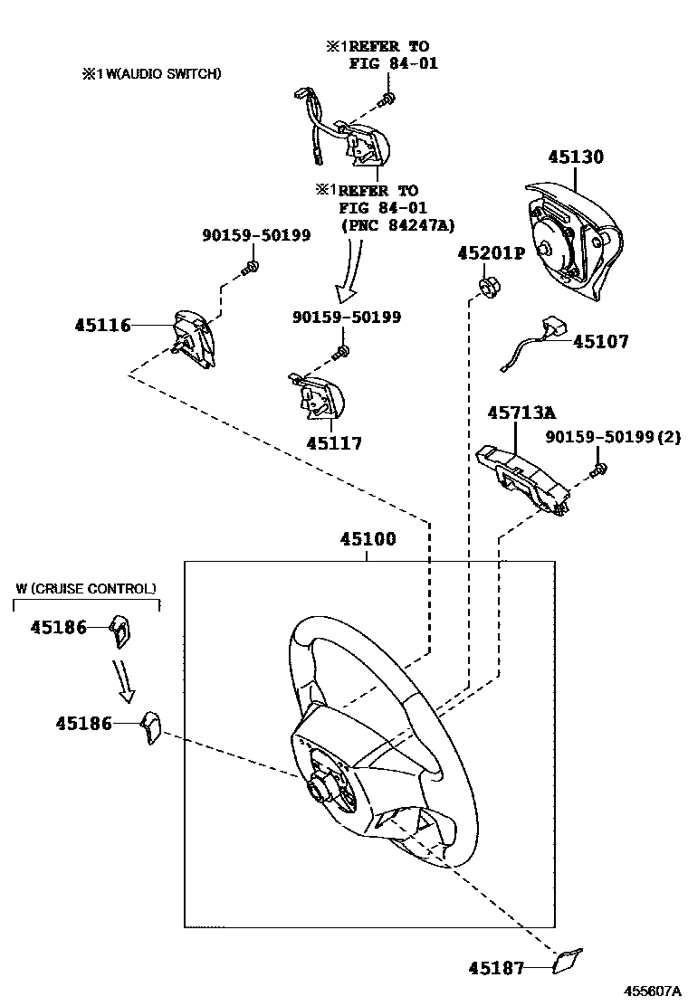 Toyota COROLLA Steering Wheel EPC diagram — 455607A