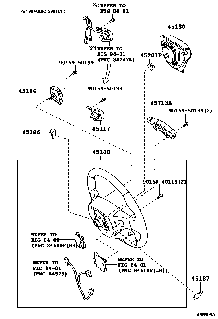 Toyota COROLLA Steering Wheel EPC diagram — 455609A