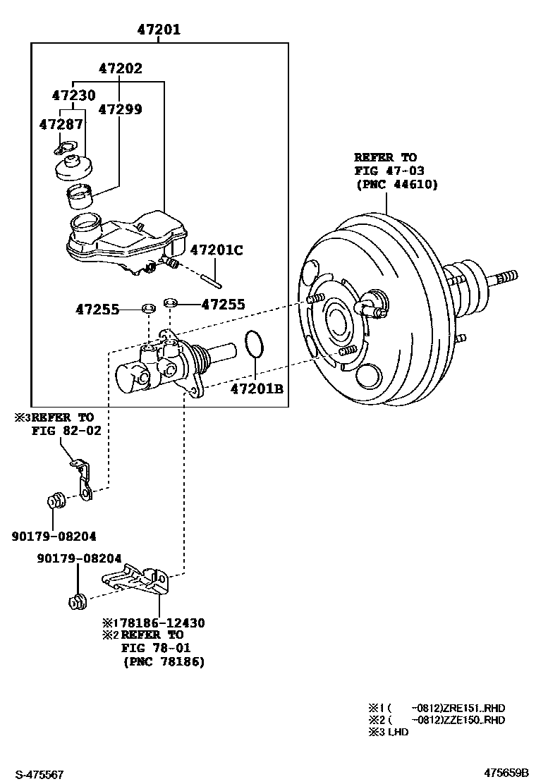 Toyota COROLLA 制动总泵 EPC diagram — 475659B