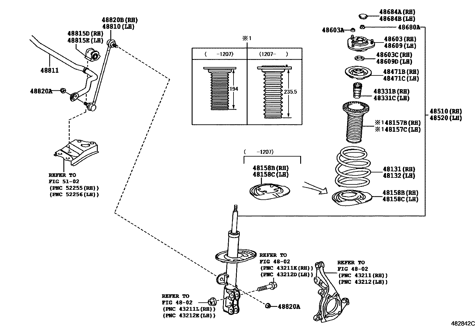 Toyota COROLLA Front Spring & Shock Absorber EPC diagram — 482842C