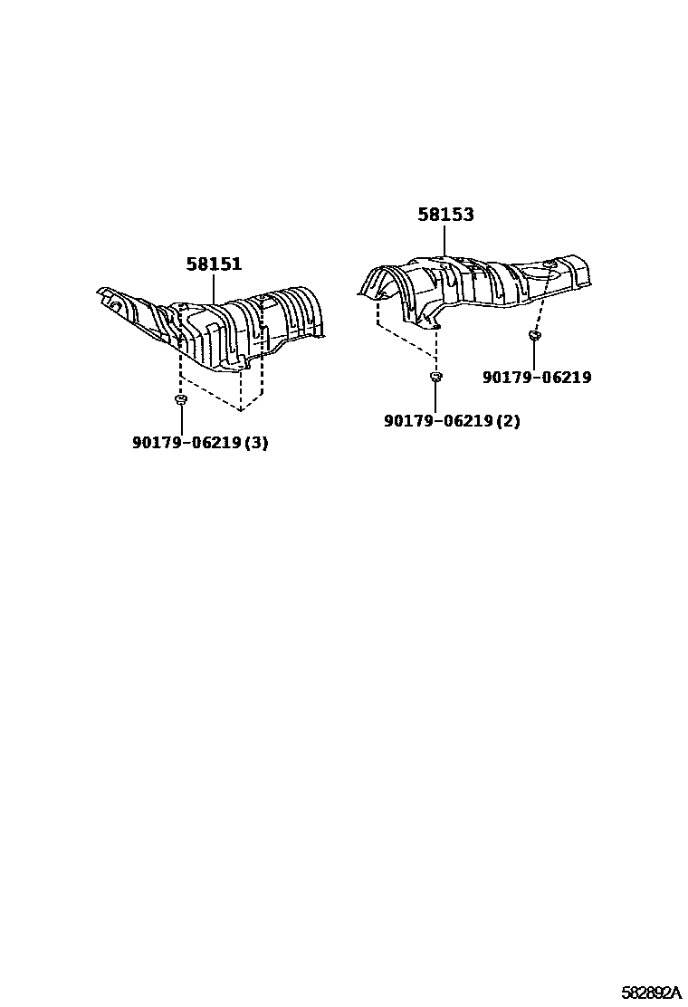 Toyota COROLLA 地板隔热垫 EPC diagram — 582892A