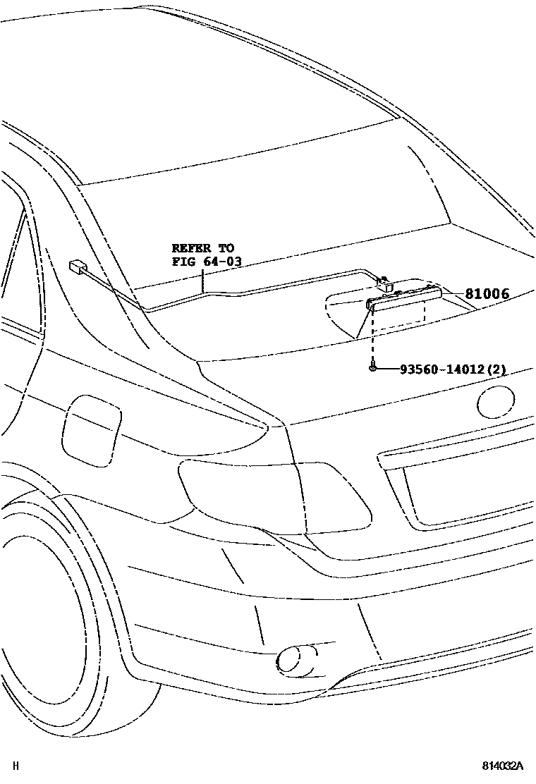 Toyota COROLLA 高位刹车灯 EPC diagram — 814032A
