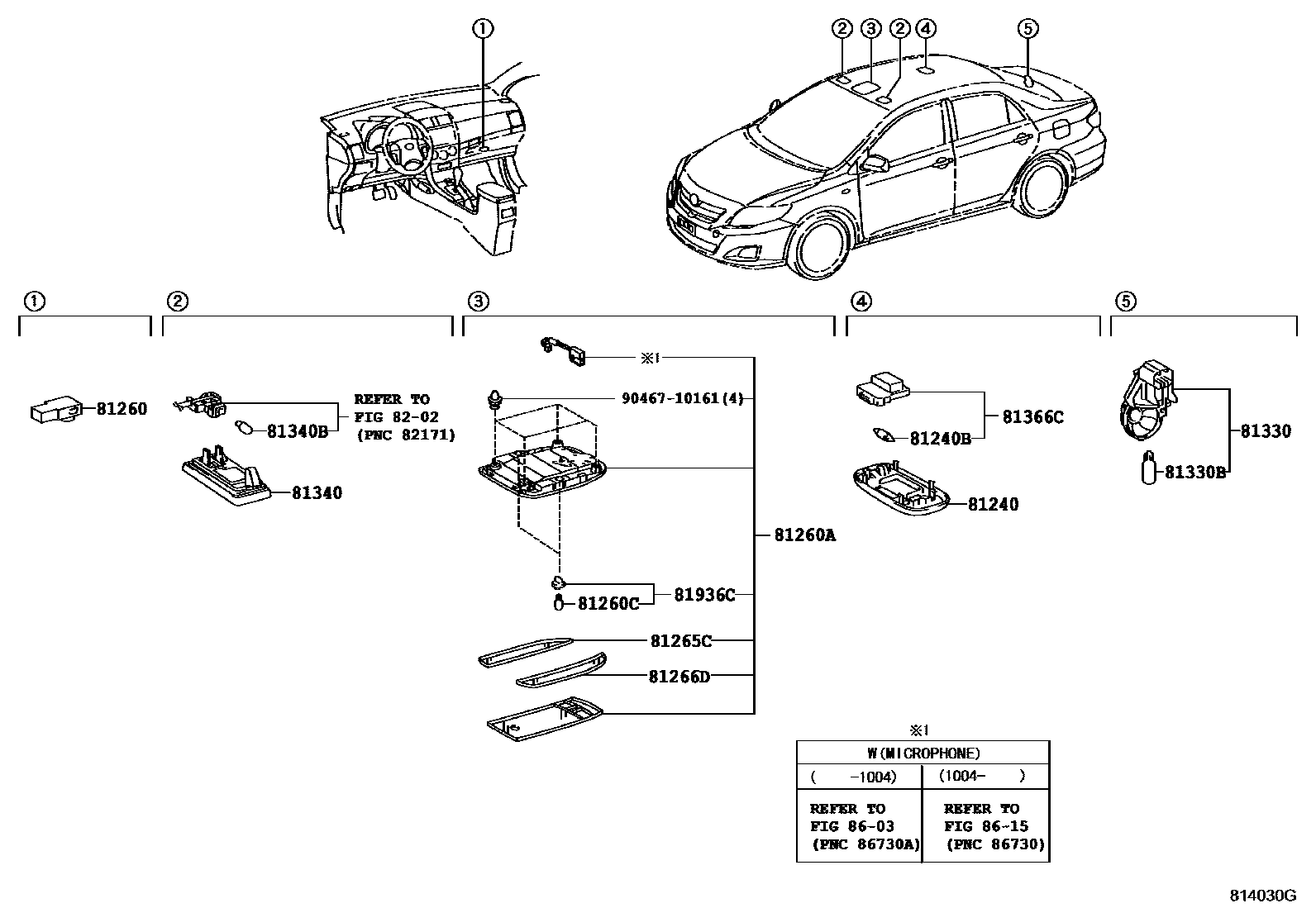 Toyota COROLLA 车内灯 EPC diagram — 814030G