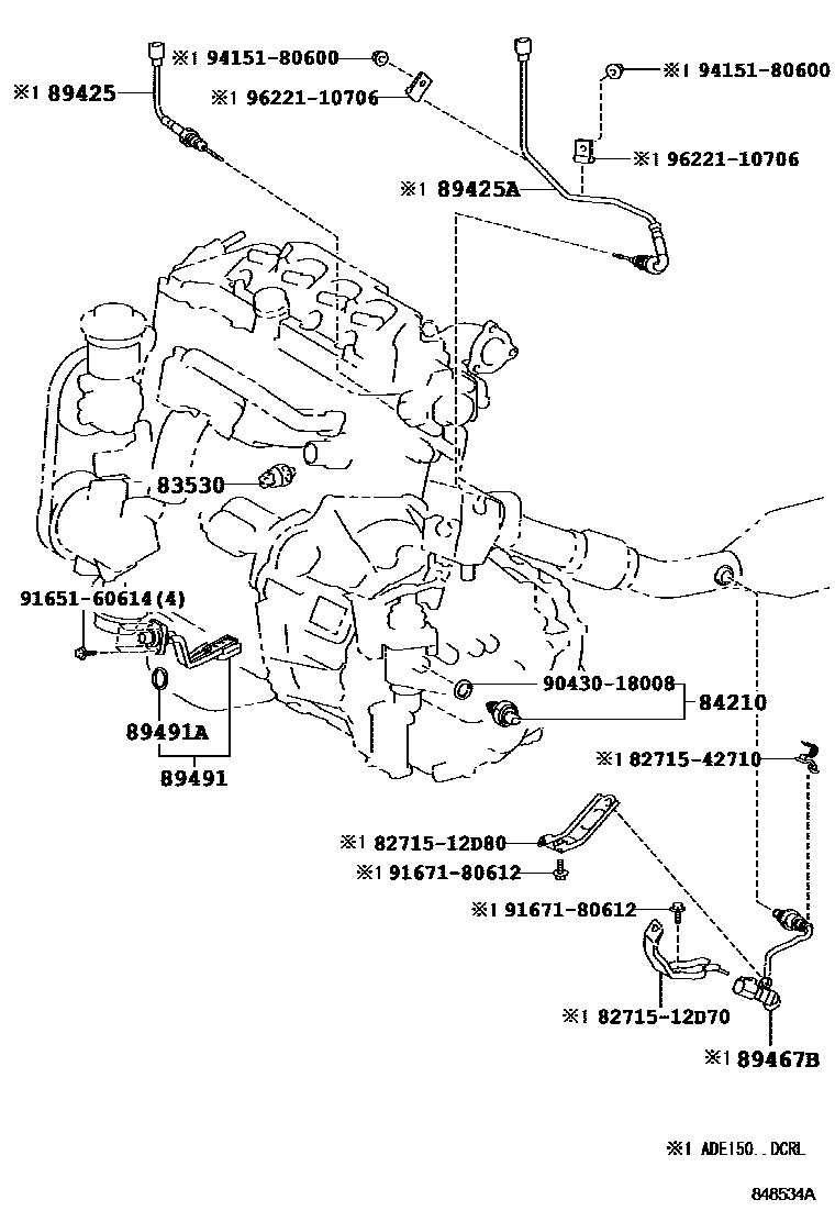 Toyota COROLLA 开关和继电器和ECU EPC diagram — 848534A