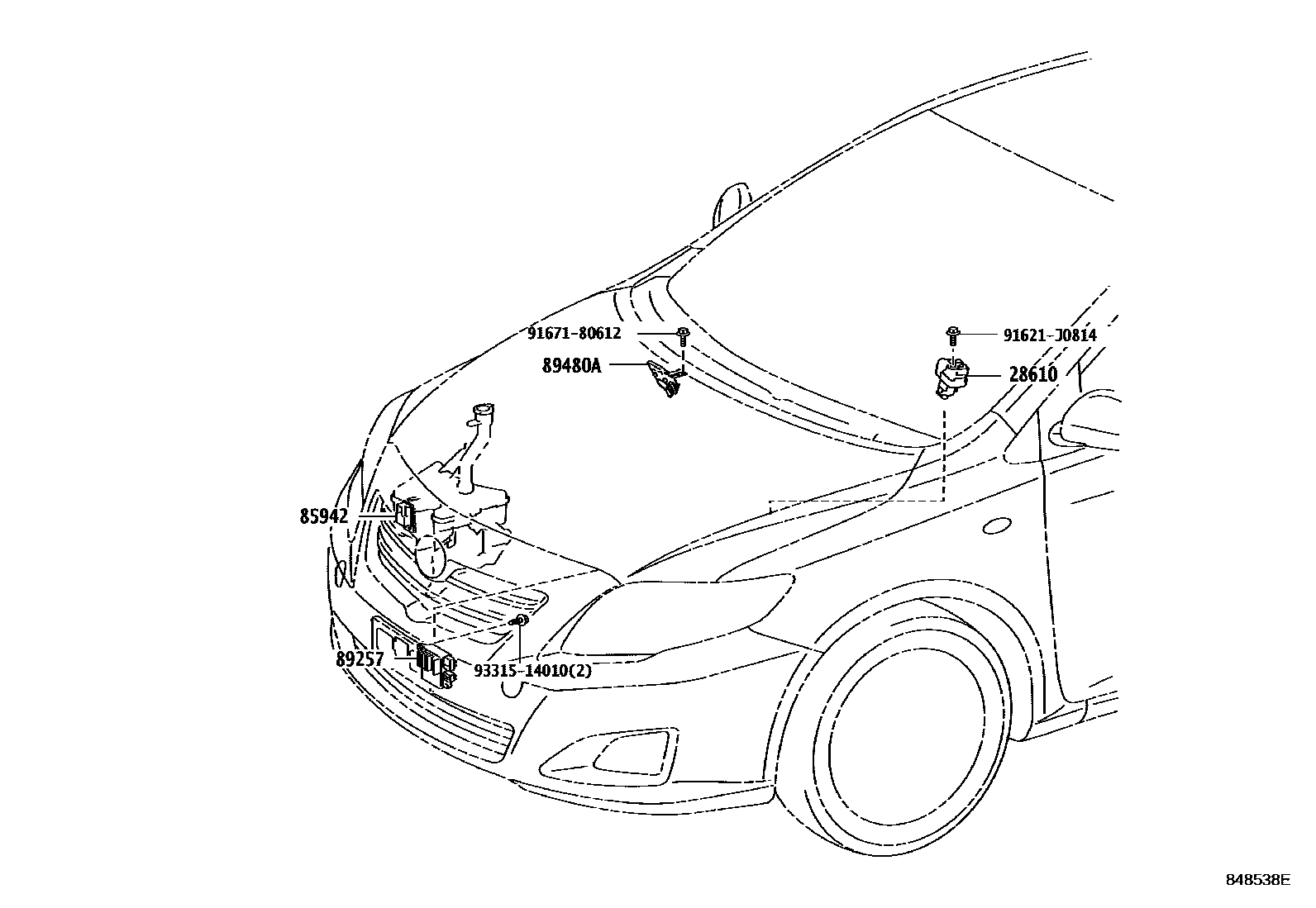 Toyota COROLLA 开关和继电器和ECU EPC diagram — 848538E