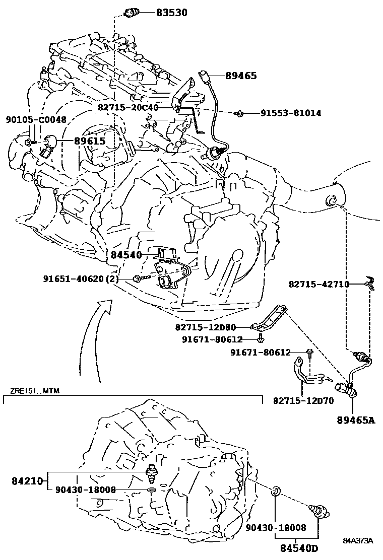 Toyota COROLLA 开关和继电器和ECU EPC diagram — 84A373A