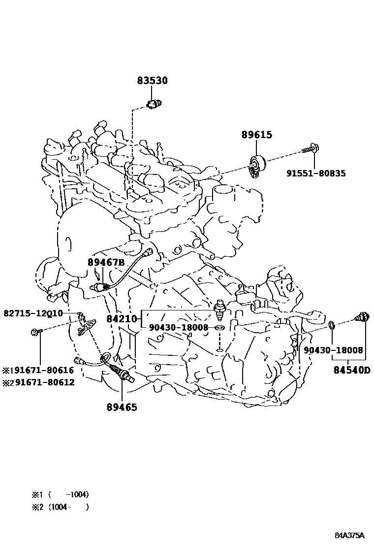Toyota COROLLA 开关和继电器和ECU EPC diagram — 84A375A