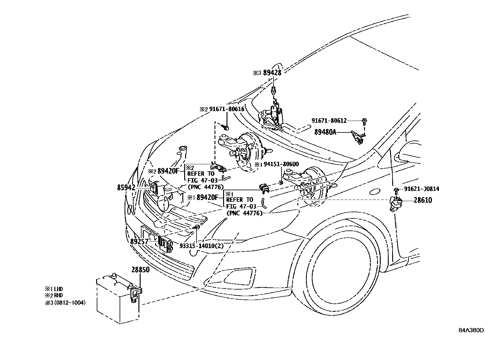 Toyota COROLLA 开关和继电器和ECU EPC diagram — 84A380D