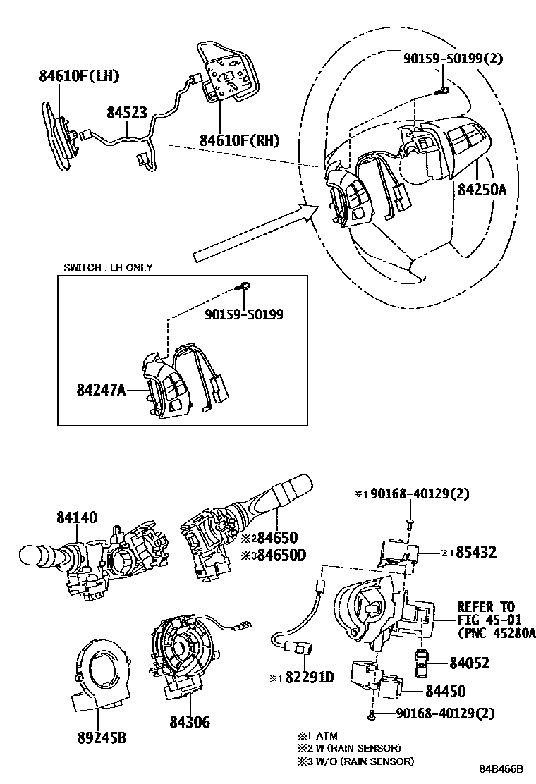 Toyota COROLLA 开关和继电器和ECU EPC diagram — 84B466B