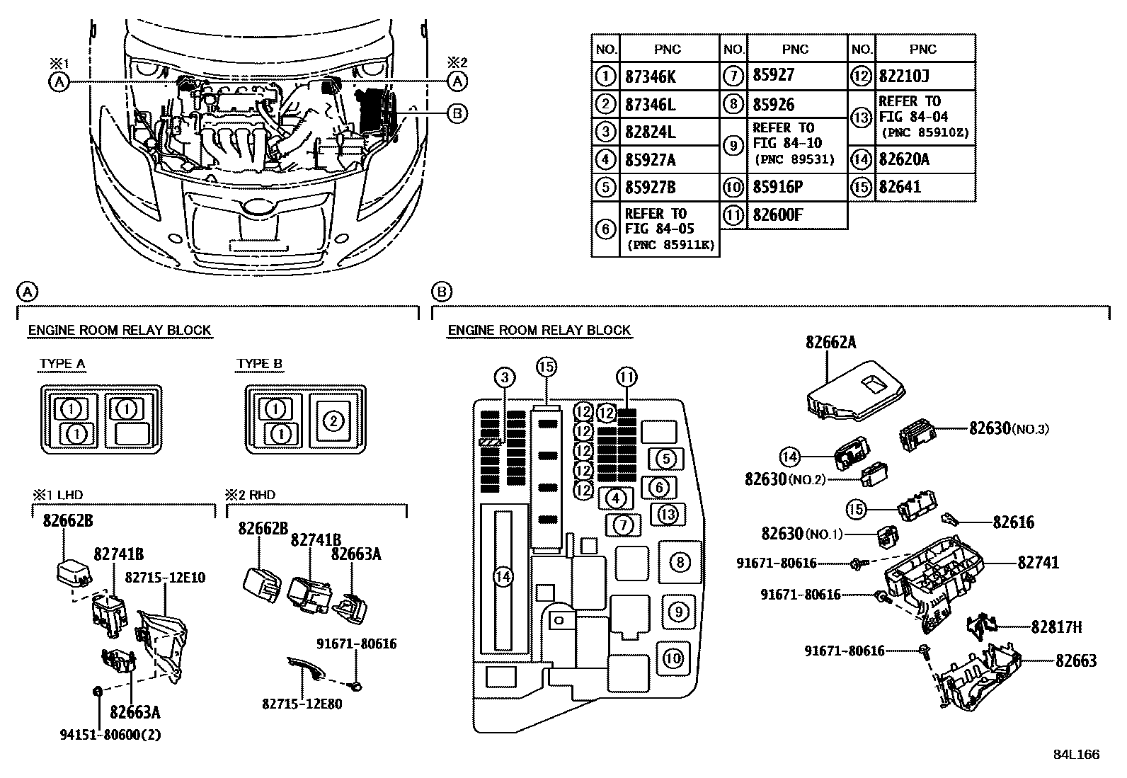 Toyota COROLLA 开关和继电器和ECU EPC diagram — 84L166