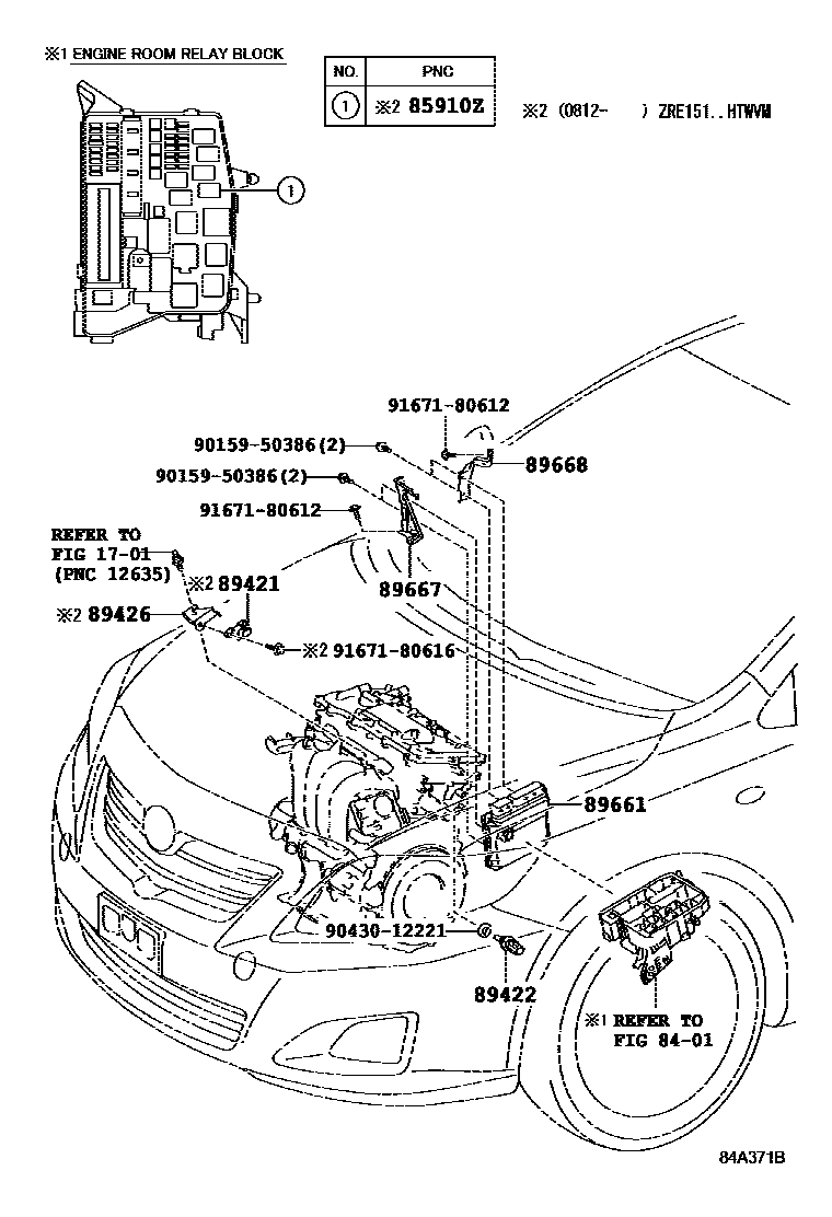 Toyota COROLLA 电子燃油喷射系统 EPC diagram — 84A371B