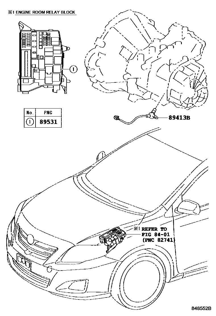 Toyota COROLLA 超速档和电子控制变速器 EPC diagram — 848522B