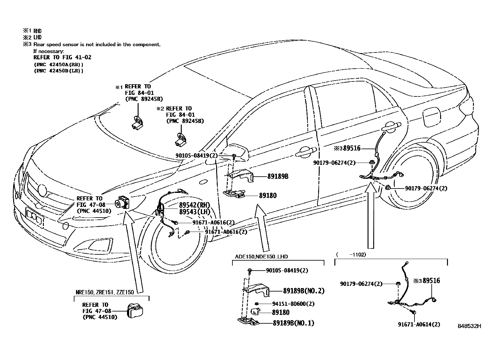 Toyota COROLLA ABS 和 VSC EPC diagram — 848532H
