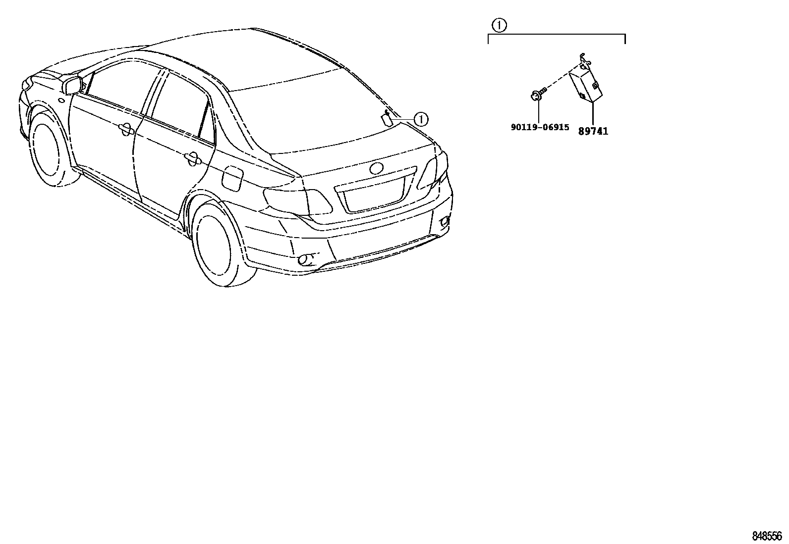 Toyota COROLLA 遥控门锁 EPC diagram — 848556