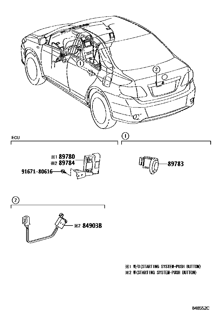 Toyota COROLLA 防盗装置 EPC diagram — 848552C