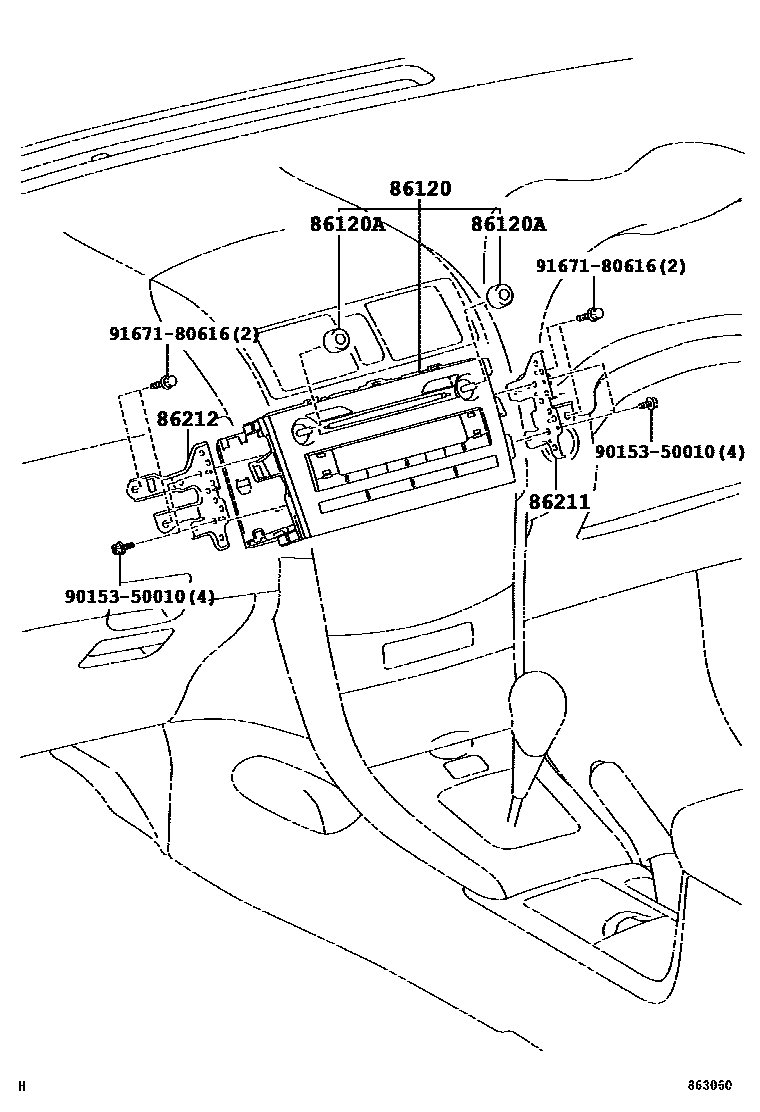 Toyota COROLLA 收音机、放大器和冷凝器 EPC diagram — 863060