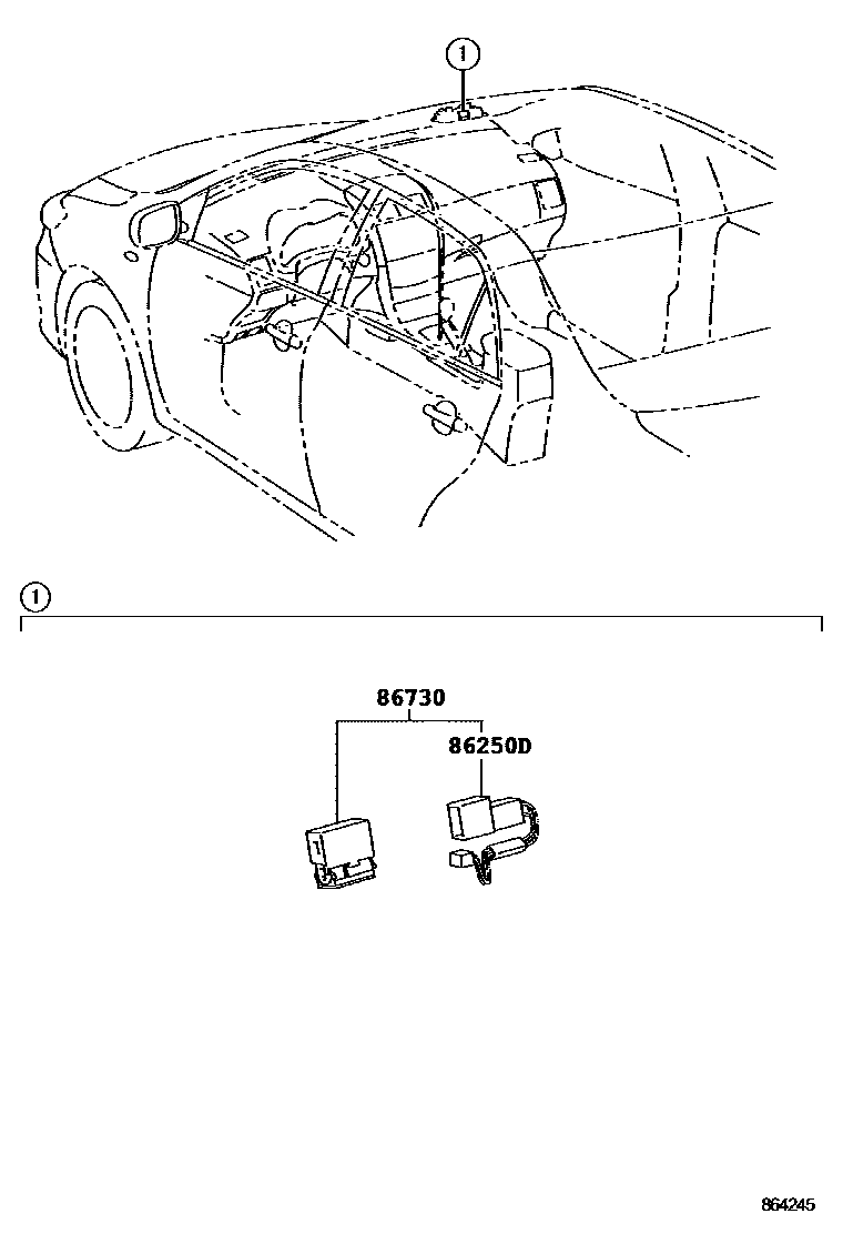 Toyota COROLLA 车载电话和呼救装置 EPC diagram — 864245