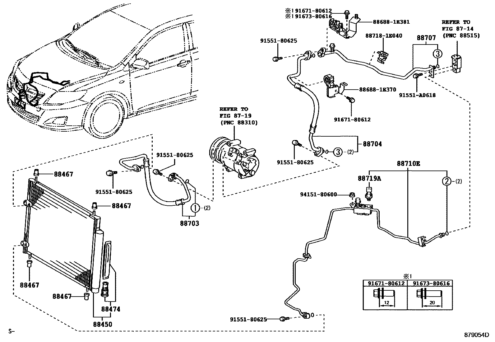 Toyota COROLLA Heating & Air Conditioning - Cooler Piping EPC diagram — 879054D
