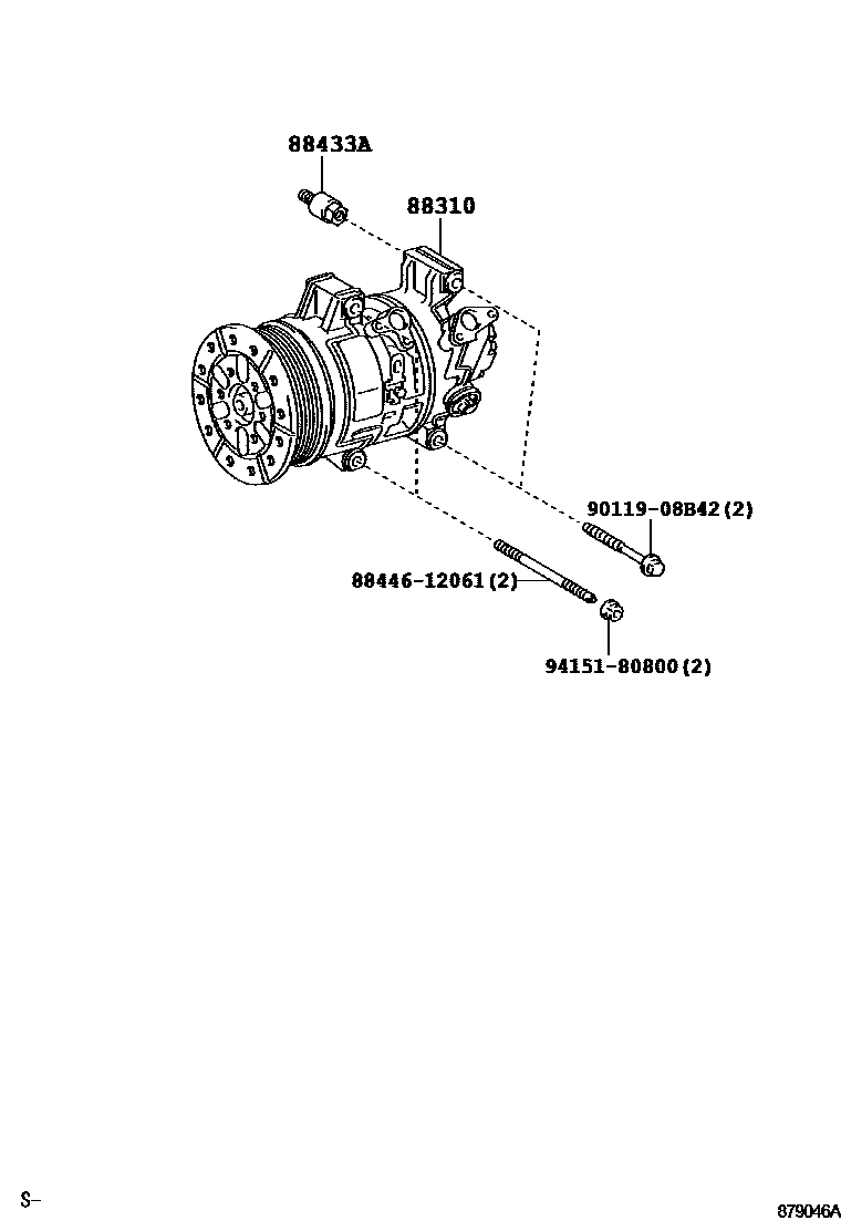 Toyota COROLLA Heating & Air Conditioning - Compressor EPC diagram — 879046A