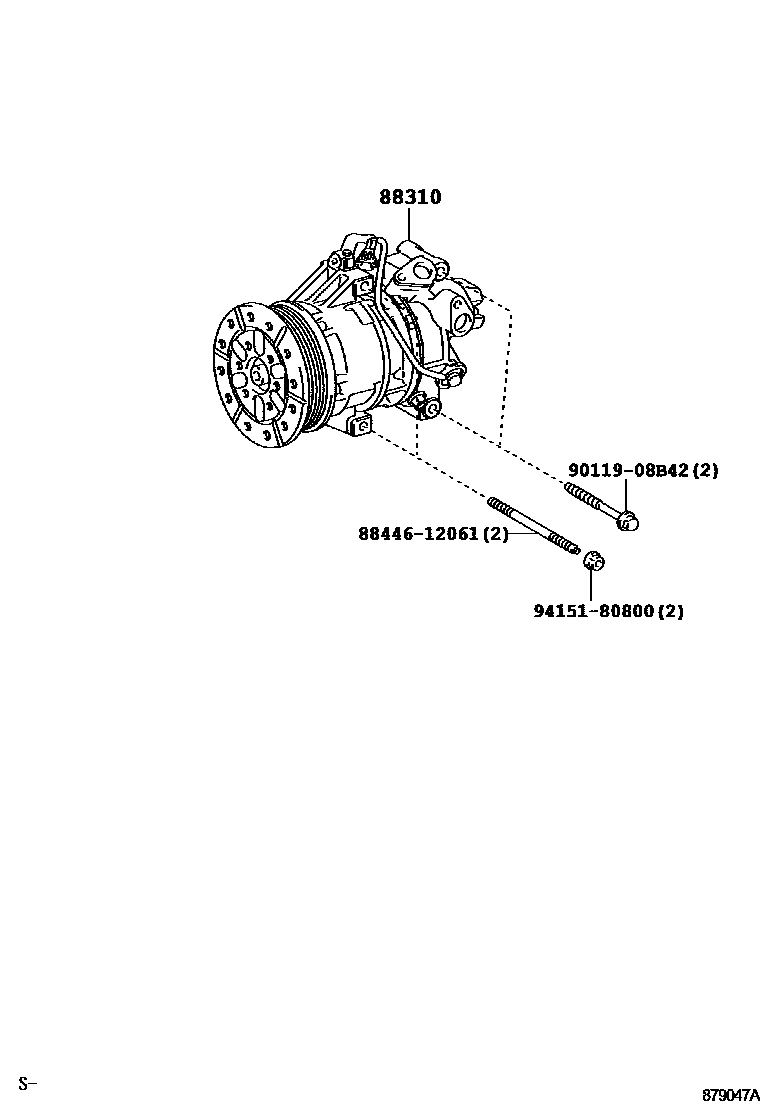 Toyota COROLLA Heating & Air Conditioning - Compressor EPC diagram — 879047A