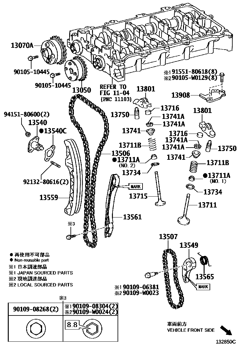 Toyota COROLLA Camshaft & Valve EPC diagram — 132850C