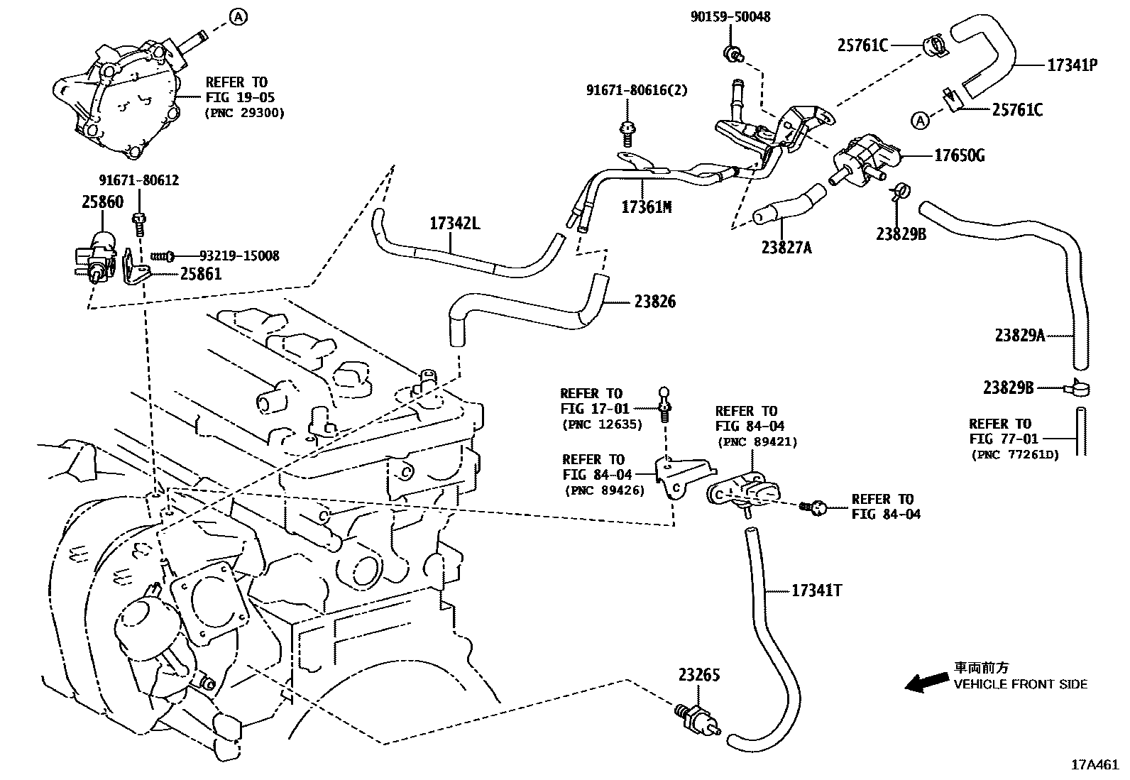 Toyota COROLLA vacuum tube EPC diagram — 17A461