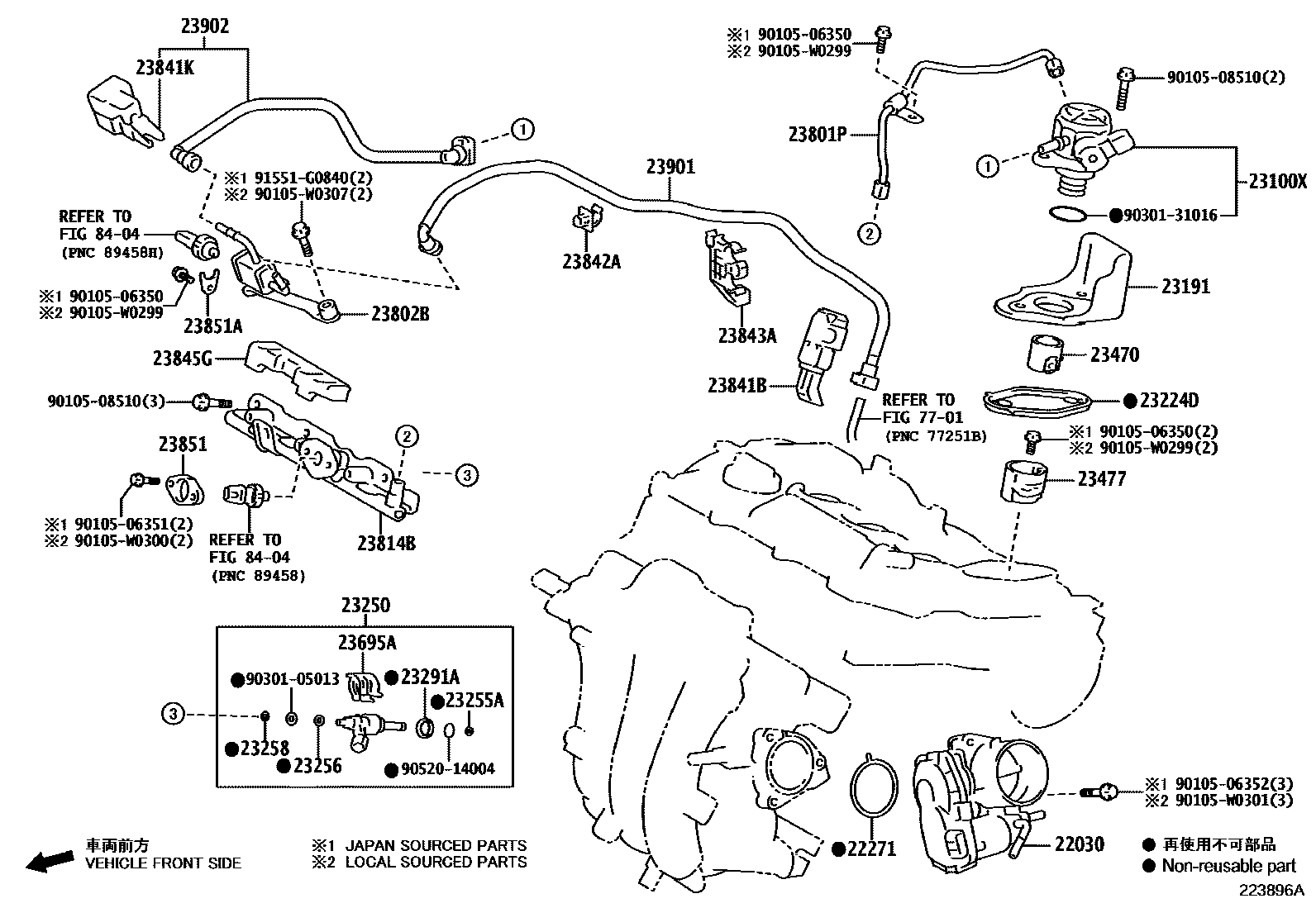 Toyota COROLLA 燃油喷射系统 EPC diagram — 223896A