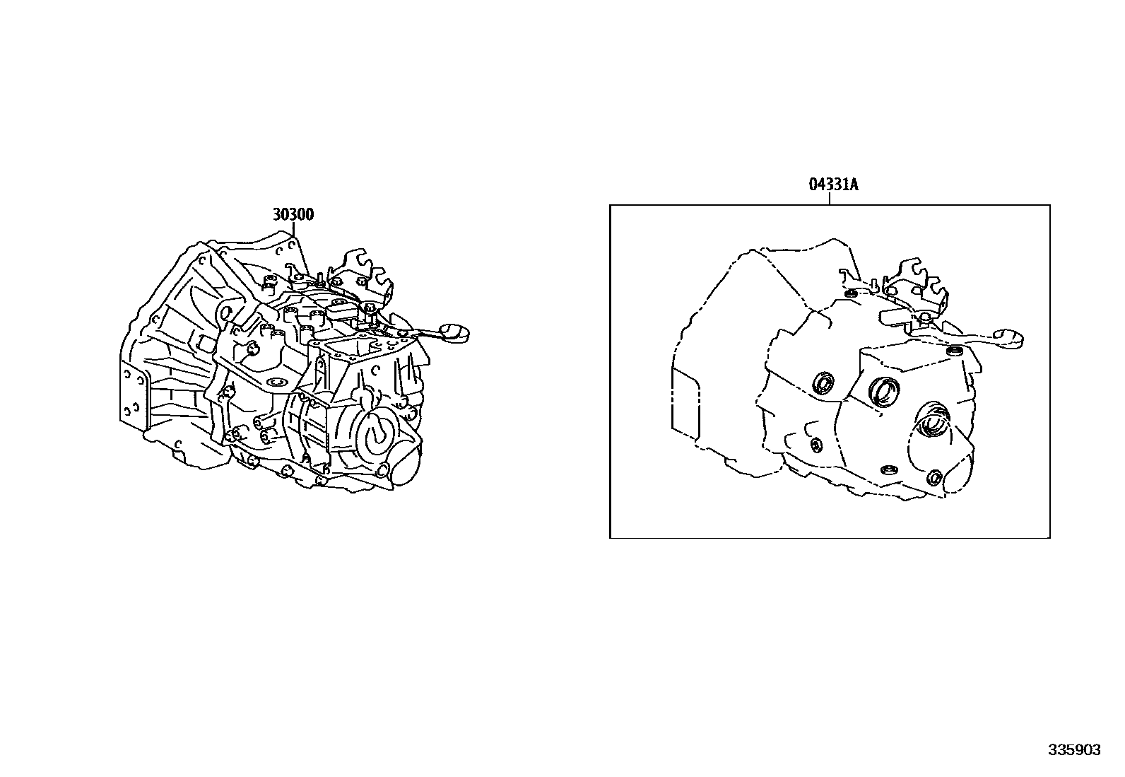 Toyota COROLLA 传动桥或变速器总成和衬垫组件(MTM) EPC diagram — 335903