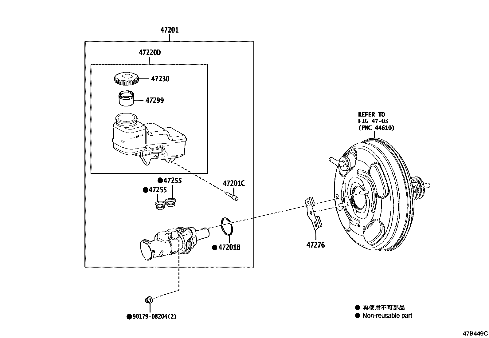 Toyota COROLLA 制动总泵 EPC diagram — 47B449C