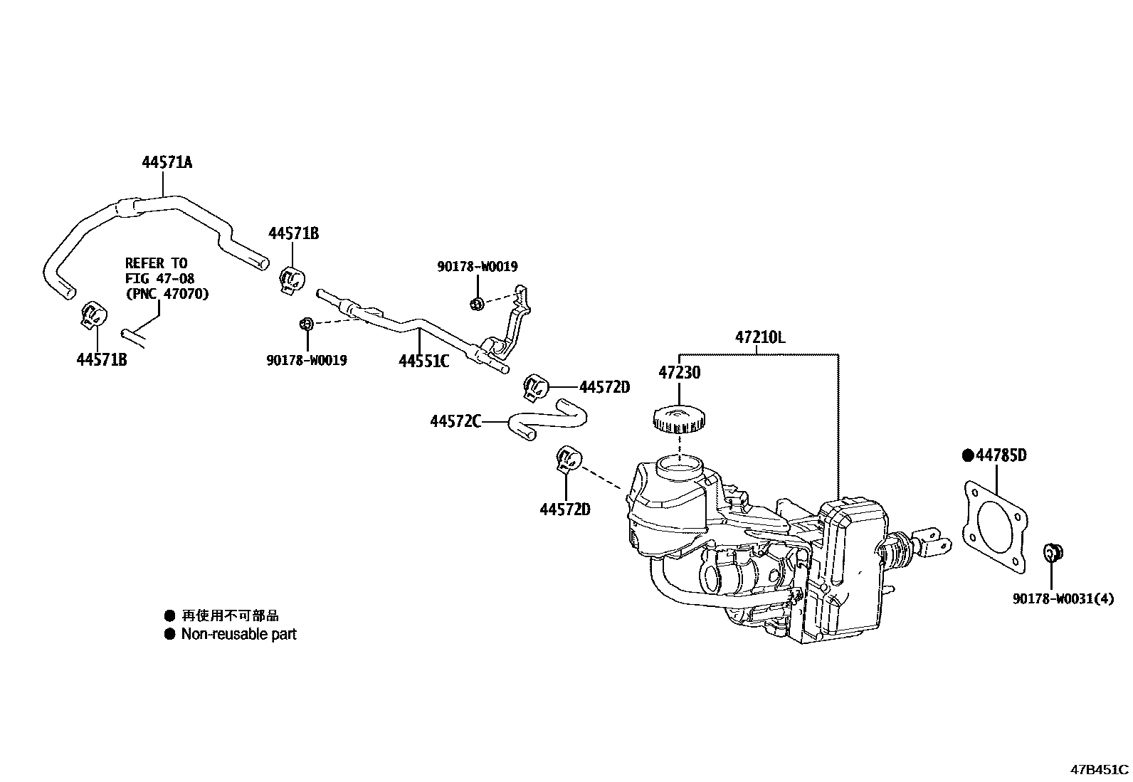 Toyota COROLLA 制动总泵 EPC diagram — 47B451C