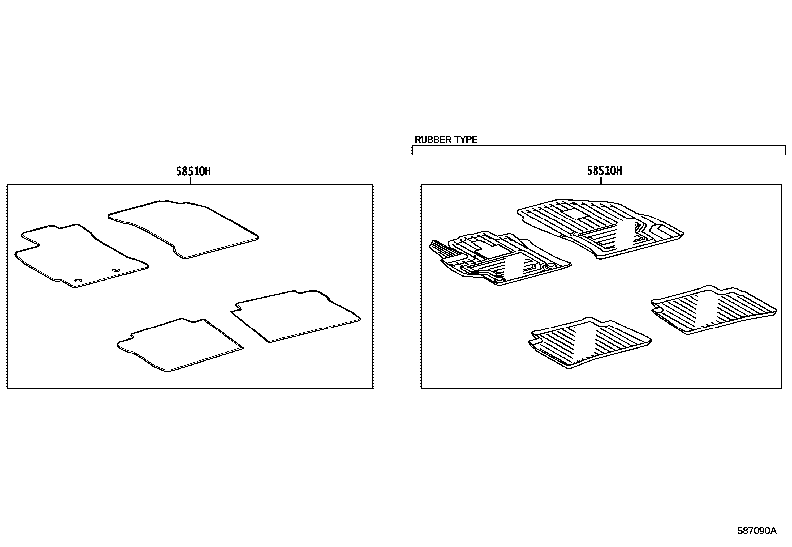 Toyota COROLLA 地板垫和地毯 EPC diagram — 587090A