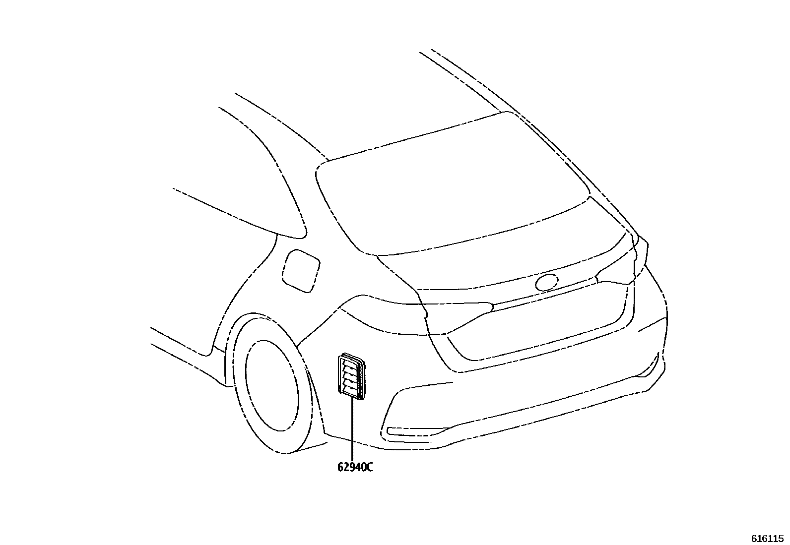 Toyota COROLLA 车侧通风装置 EPC diagram — 616115