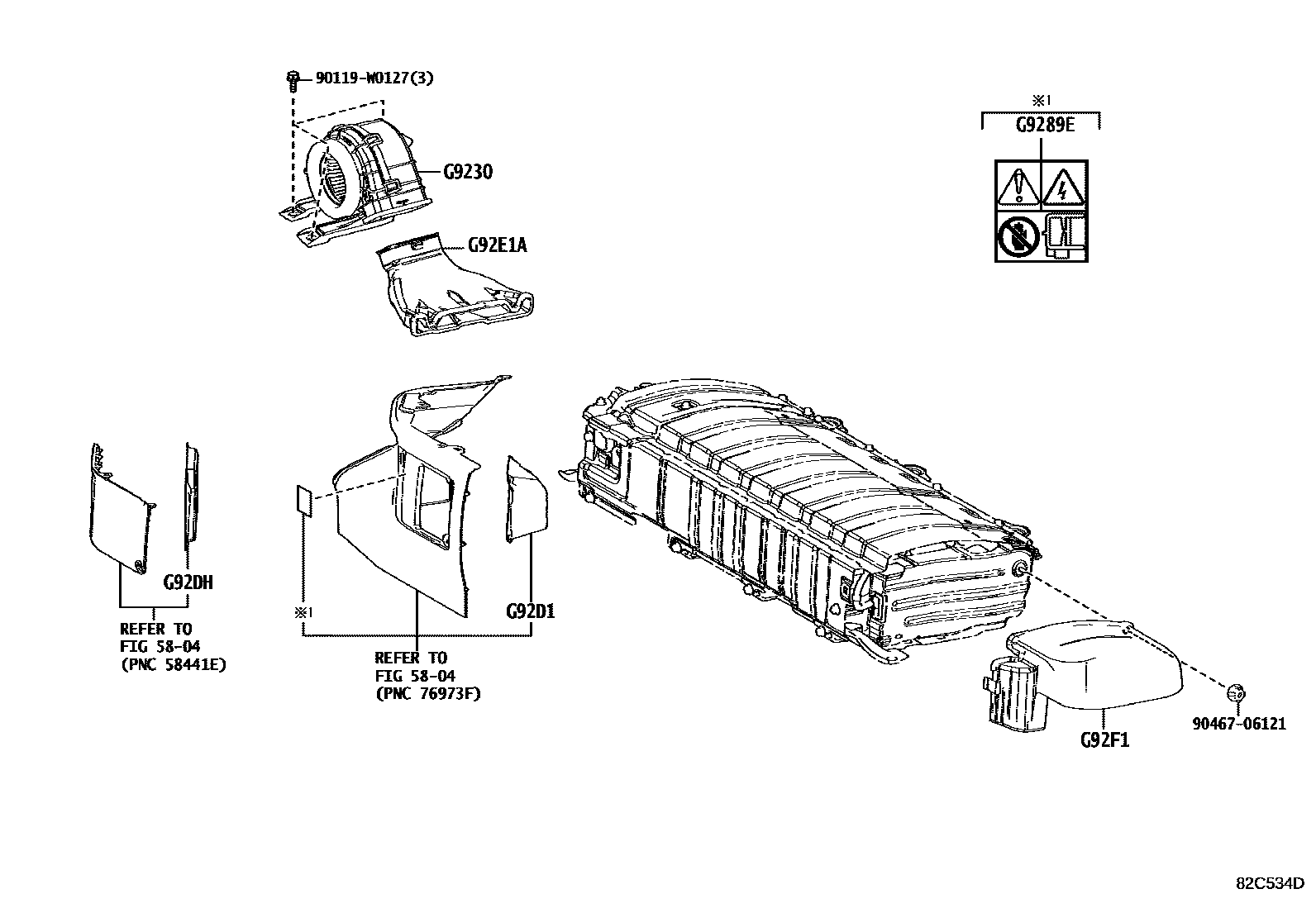 Toyota COROLLA 蓄电池和蓄电池电缆 EPC diagram — 82C534D
