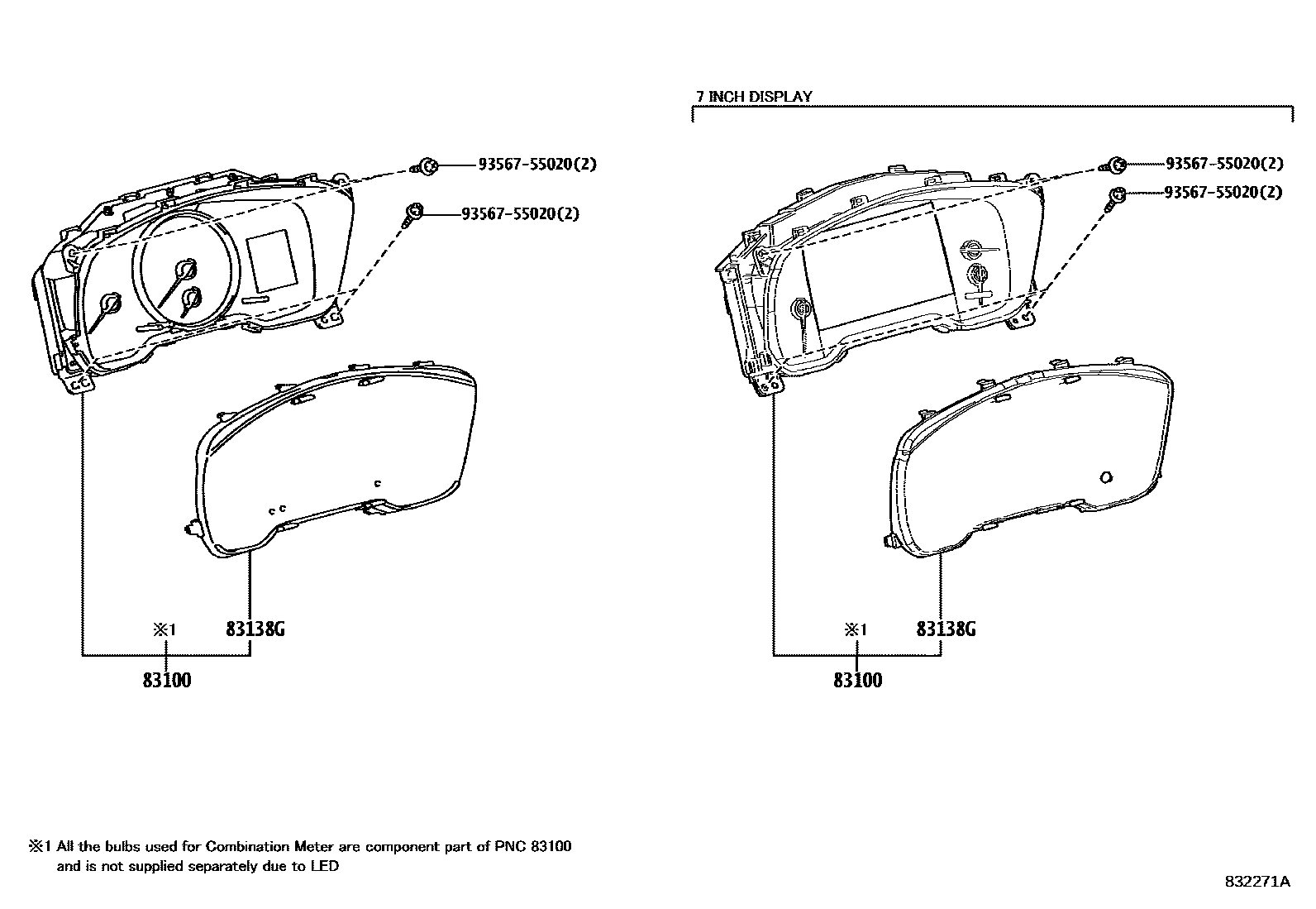 Toyota COROLLA 仪表 EPC diagram — 832271A