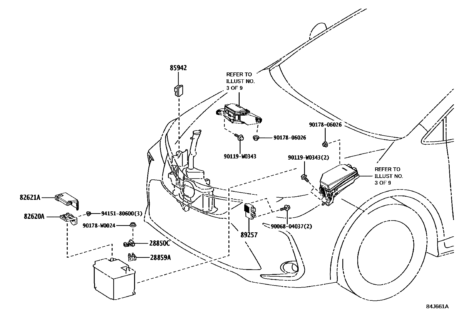 Toyota COROLLA 开关和继电器和ECU EPC diagram — 84J661A