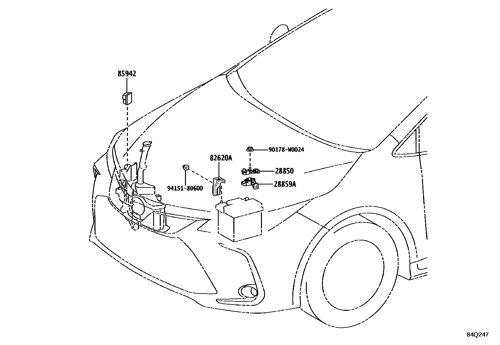 Toyota COROLLA 开关和继电器和ECU EPC diagram — 84Q247