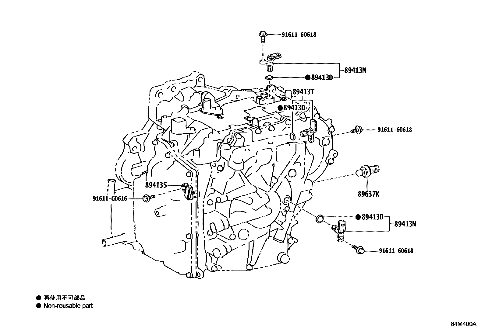 Toyota COROLLA 超速档和电子控制变速器 EPC diagram — 84M400A
